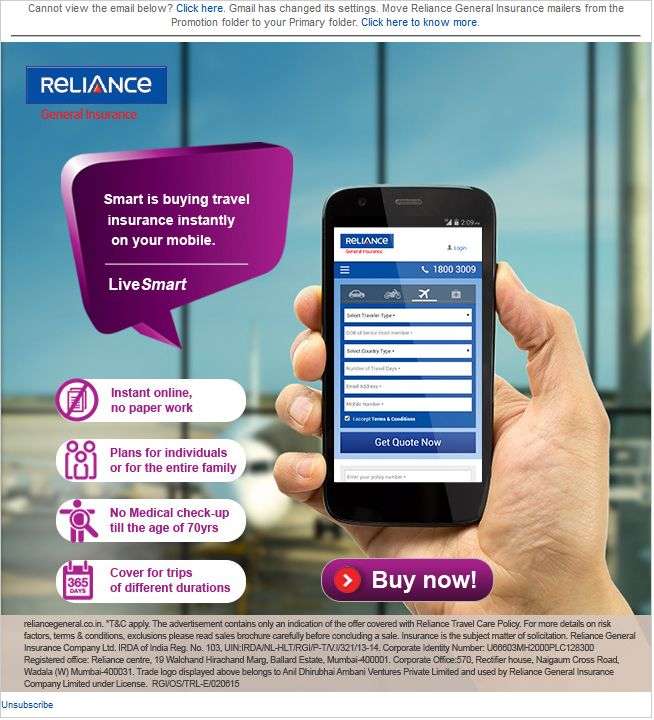 reliance general insurance travel insurance brochure